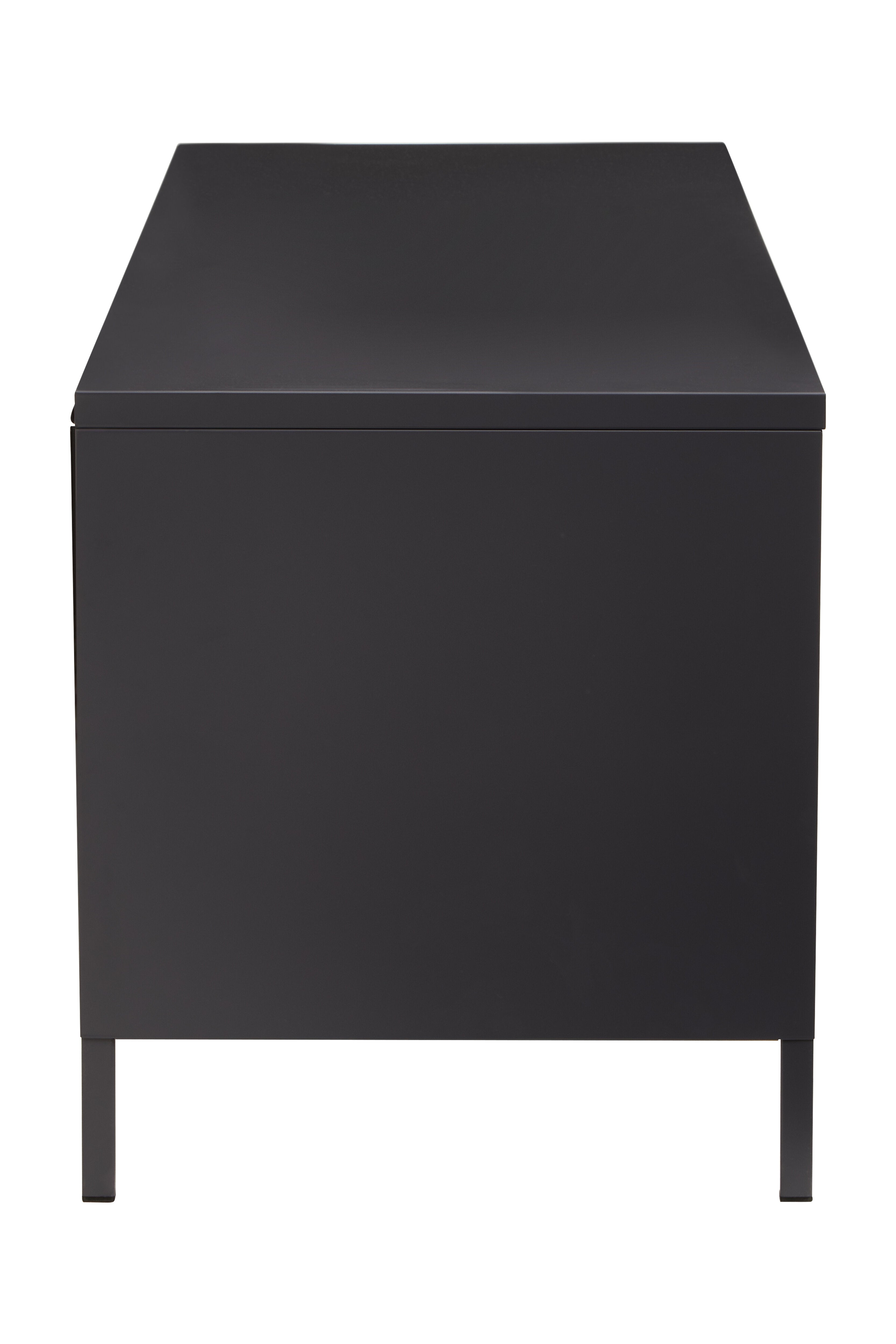 Astell Black Metal & Clear Glass TV Unit | 2 Doors